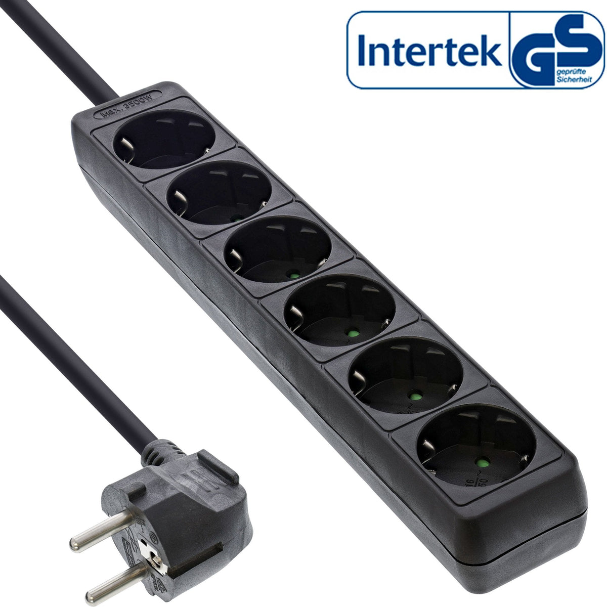 Inline Regleta 6 Tomas 6x Tipo F 3m Cable Negro
