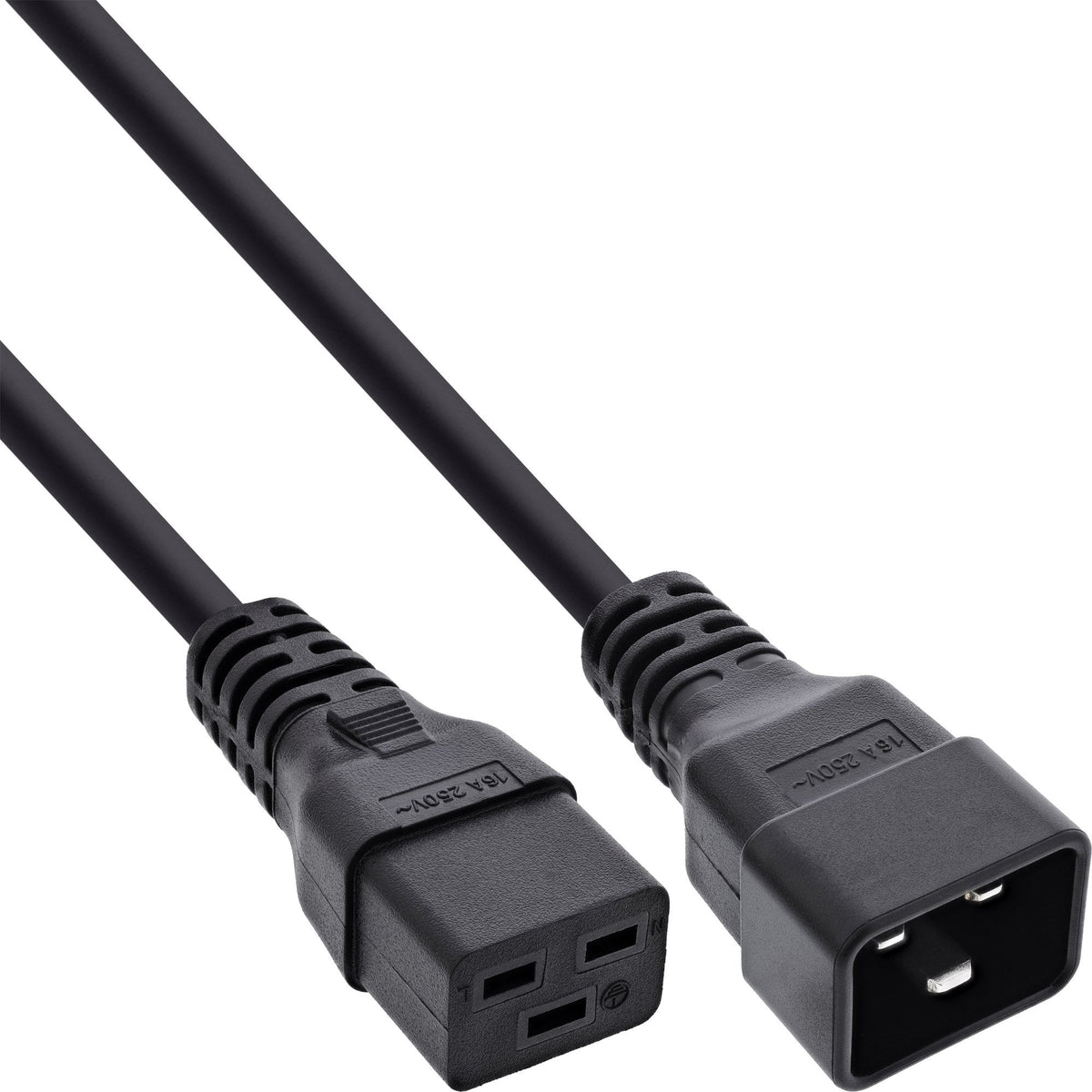 Inline Cable De Alimentación C19 A C20 3 Pines Iec Macho A Hembra Negro 0,5 M