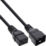 Cable De Alimentación Inline C19 A C20 3 Pines Iec Macho A Hembra Negro 1,5 M