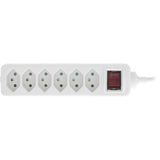 Regleta Inline Suiza, 6 Contactos, Con Interruptor, 1,5m, Blanca