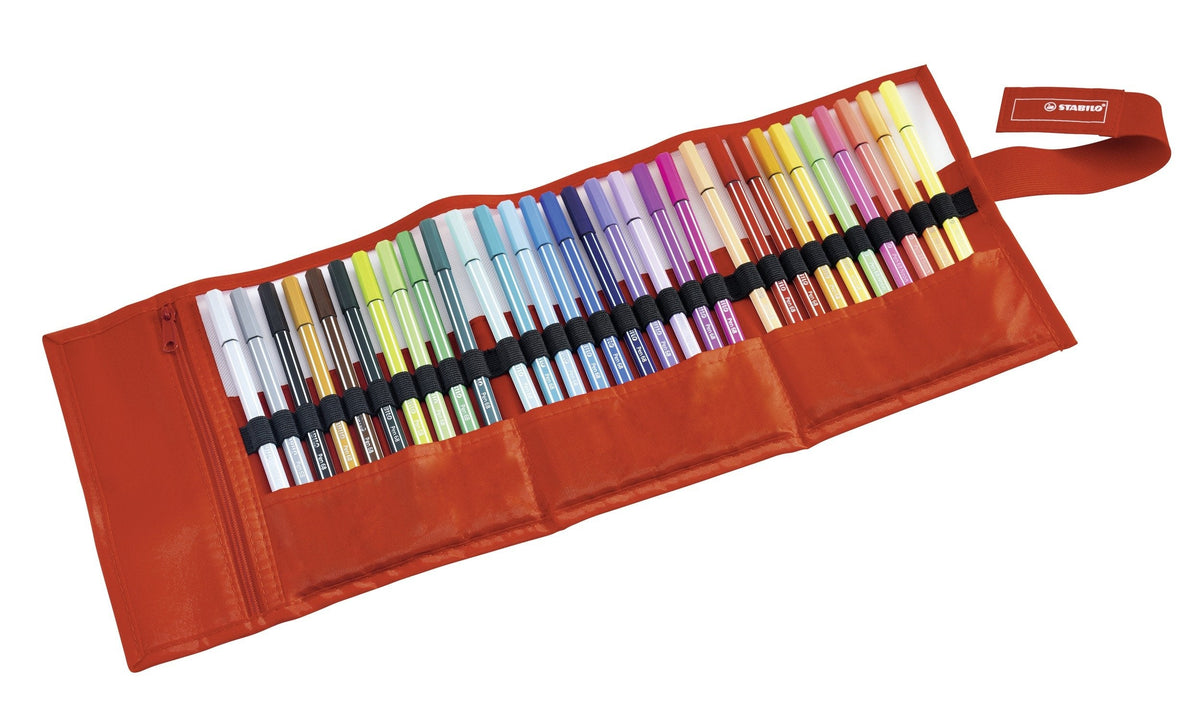 Stabilo Pen 68 Rollerset Individual Rotulador Estuche Nylon Cierre Velcro 30 Colores