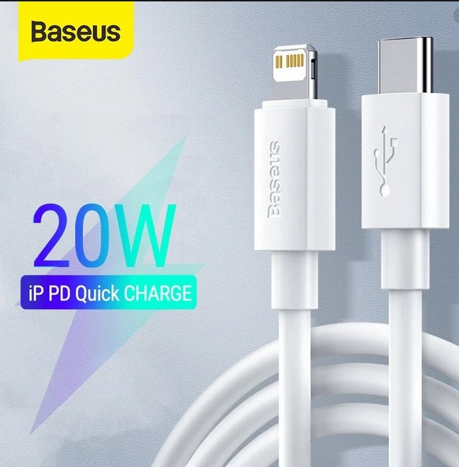 Baseus Simple Wisdom Usb-C Do Lightning, Pd, 20w, 1.5m (Bialy) 2 Szt.