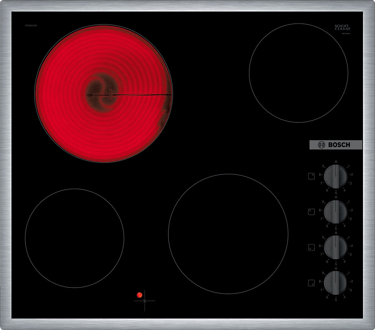 EAN 4242005283224 - Bosch Serie 2 PKE645CA2E hobs Negro, Acero inoxidable Integrado 60 cm Cerámico 4 zona(s) imagen 1