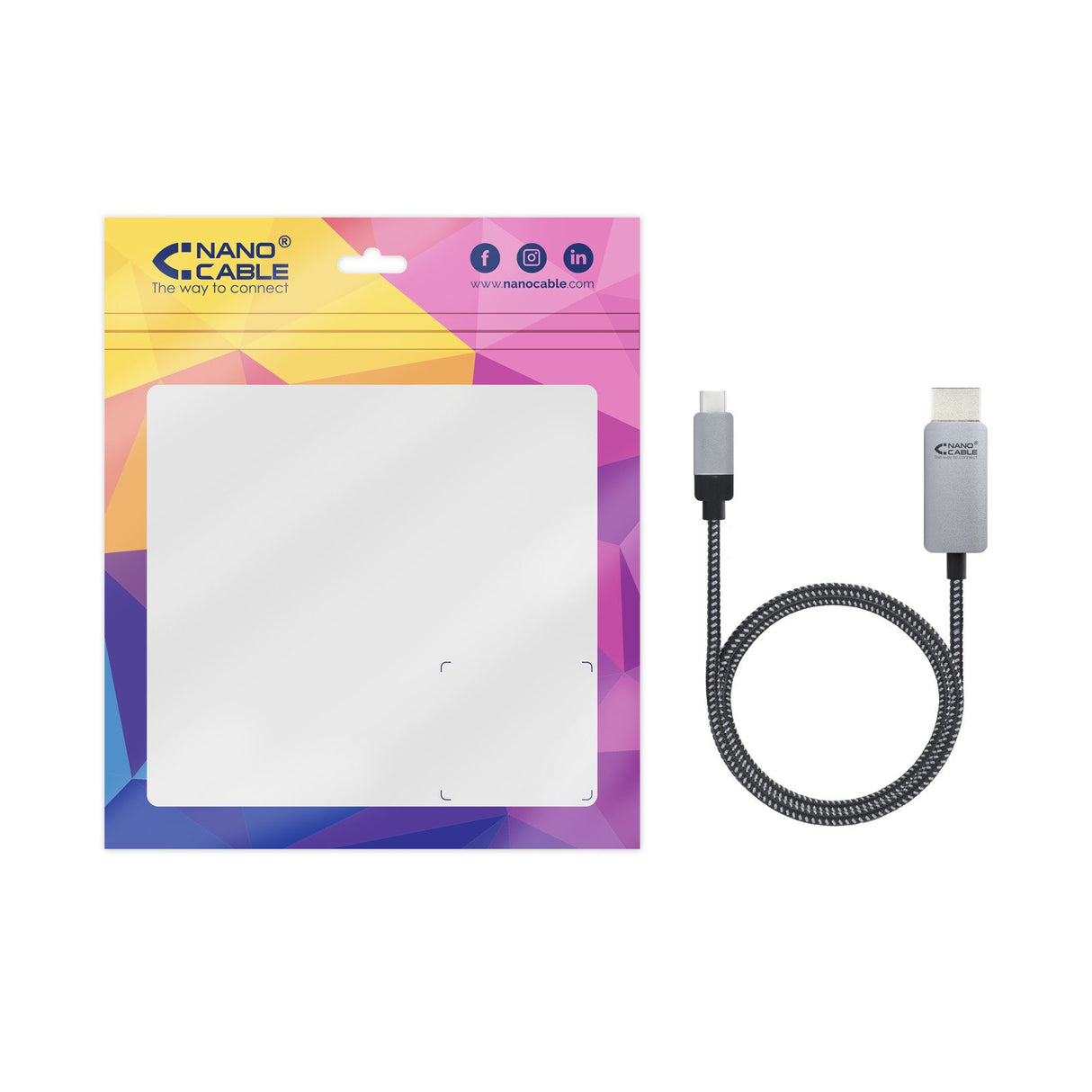 EAN 8433281009899 - Nanocable 10.15.5102 adaptador de cable de vídeo 1,8 m USB Tipo C HDMI Aluminio, Negro imagen 6
