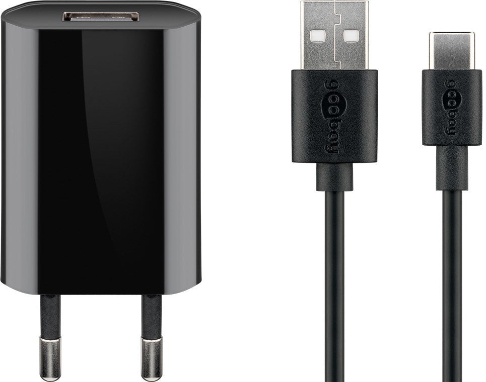 Cargador  Goobay  Usb-C 5 Vatios  Cable De 1 Metro Usb-A > Usb-C 45293 Negro