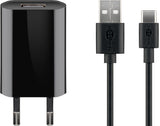Cargador  Goobay  Usb-C 5 Vatios  Cable De 1 Metro Usb-A > Usb-C 45293 Negro