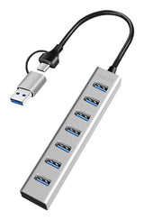 Logilink Ua0441 Hub De Interfaz Usb 3.2 Gen 1 (3.1 Gen 1) Type-A + Type-C 5000 Mbit/S Gris