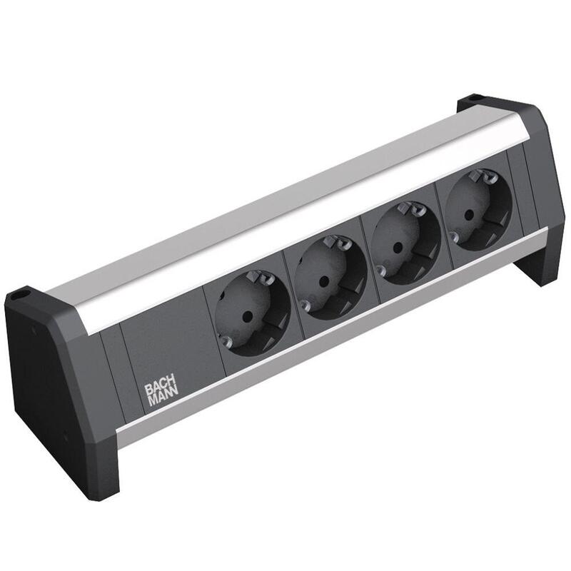 Bachmann Desk Regleta De Mesa De 4 Vías, Aluminio Anodizado