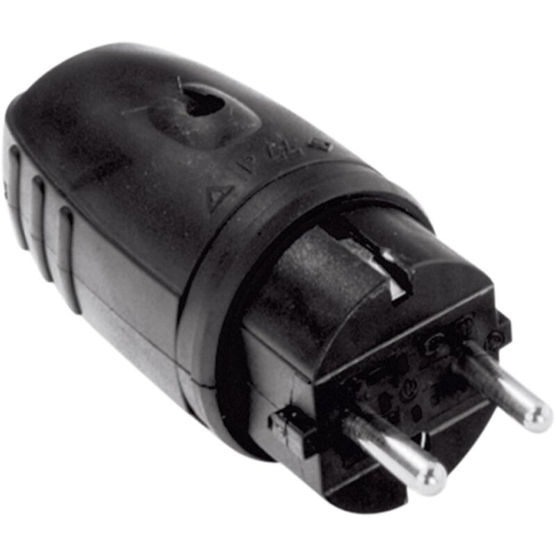 Bachmann Schutzkontaktgummistecker Schwarz Ohne Knickschutz Montierbar