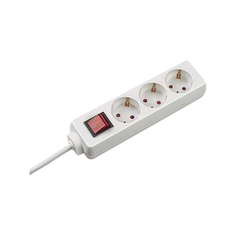 Bachmann Tischmeckdose, 3xdosen(Cee7)->Mecker(Cee7), Selly, 1,5m, Con Schalter, Blanco,