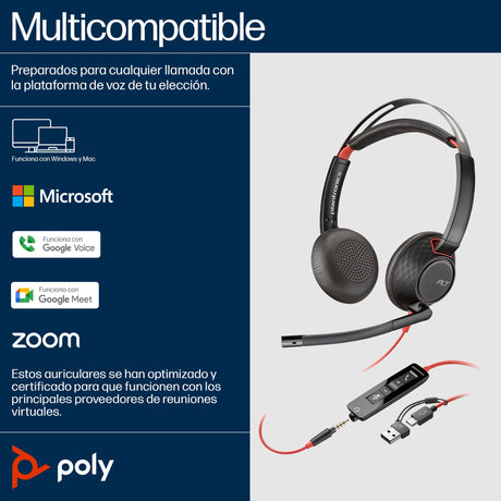 EAN 0197498429441 - HP Poly Blackwire 5220 Stereo USB-C Headset +3.5mm Plug +USB-C/A Adapter Alámbrico Diadema Business/Every imagen 5