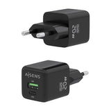 Aisens Cargador Gan 20w - 1xusb-C Pd3.0 Qc4.0 - 1xusb-A Qc3.0 - Negro