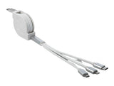 Delock 85844 Cable De Carga Retráctil Usb Type-C 3 En 1 Para Lightning / Micro Usb / Usb Type-C Blanco