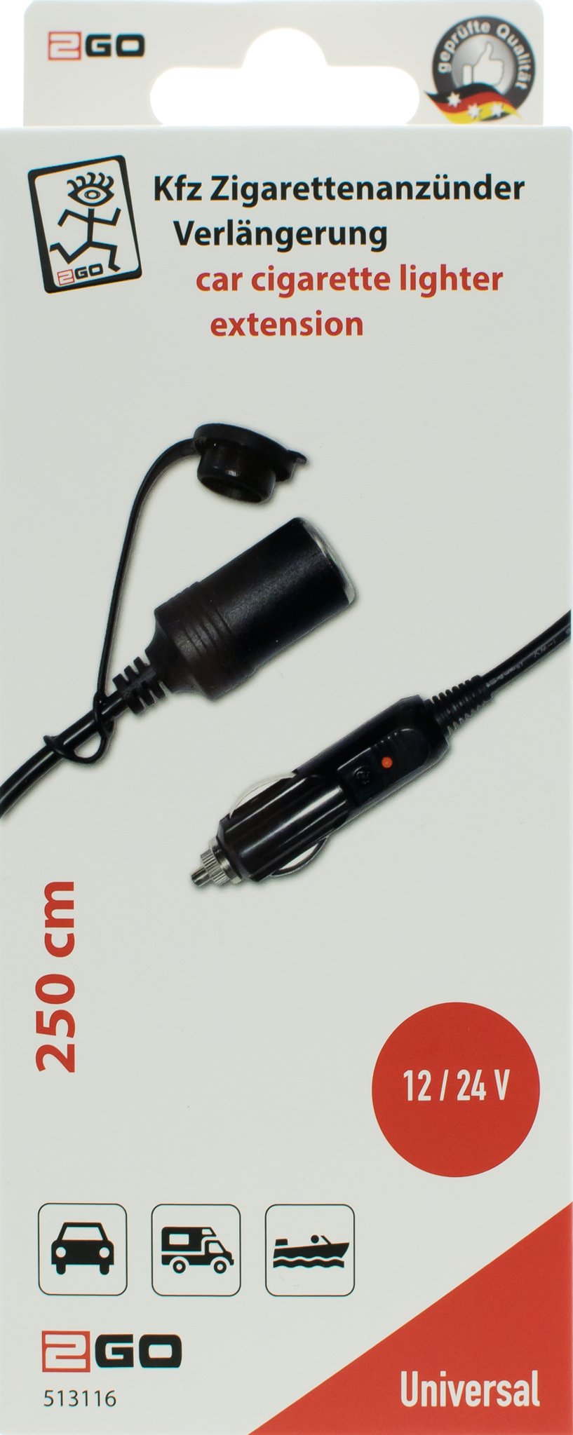 Extensión Para Mechero De Coche 2go 250 Cm