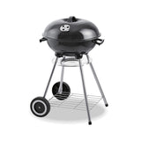 Barbacoa Metalica Negra De Pie Con Tapa Y Ruedas Ø41x70cm.