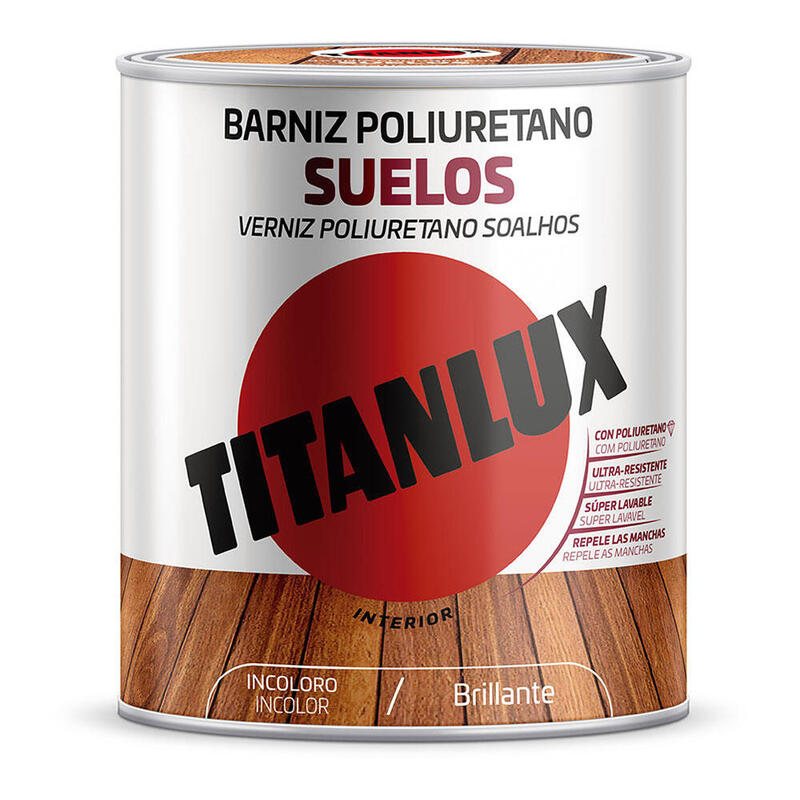 Barniz Poliuretano Suelos Brillante Incoloro 0,750l Titanlux M16100034