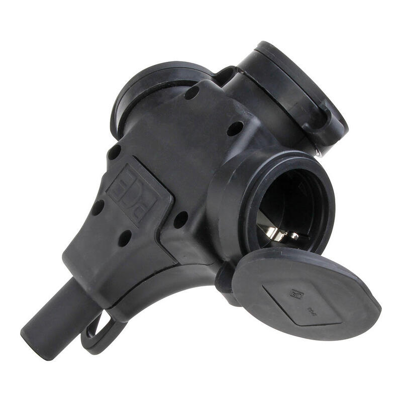 Base Aerea Triple 2p+T Goma Con Tapa 16a 250v Negro. Kopp