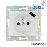 Base Bipolar Con T/Tl 16a 250v Con Usb Con Obturador S.Europa Solera Erp60fusb