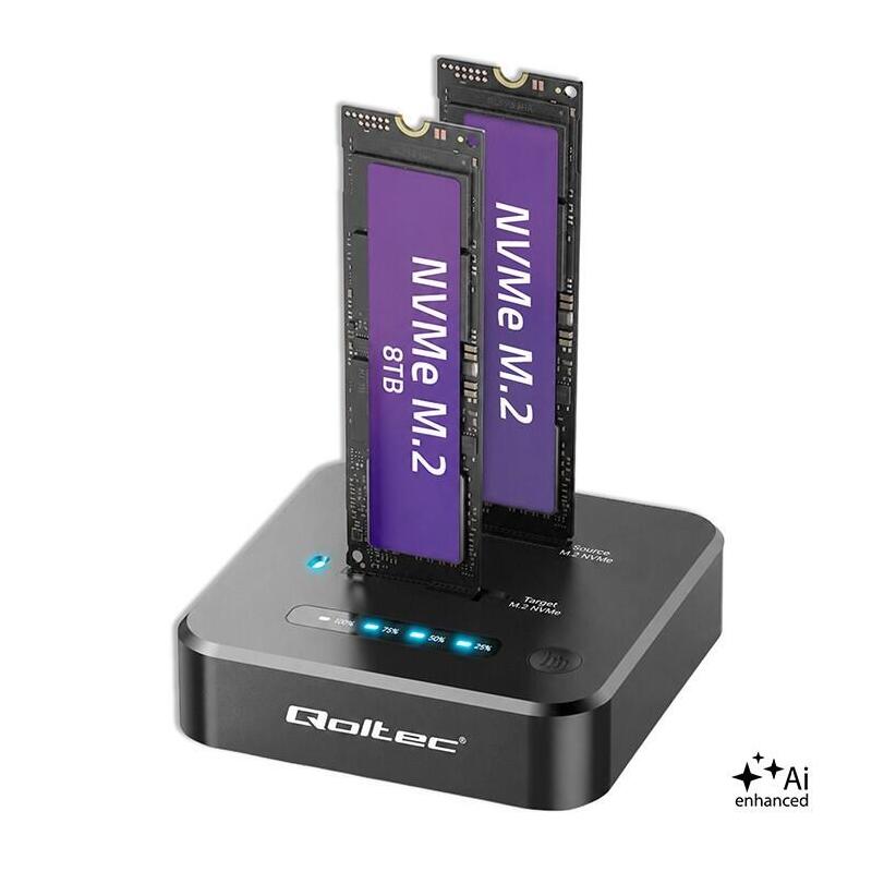 Base De Conexión Discos Ssd M.2 Nvme Pcie Dual 2x8tb Usb-C 3.2 10gb/S