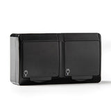 Base Doble T/Tl Estanca, Ip44 16 A 250 V, Negro, Blíster