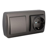 Base Fija 2p+T 16a 250v~ + Conmutador De Cruce 10ax 250v~. De Superficie. Serie Mural