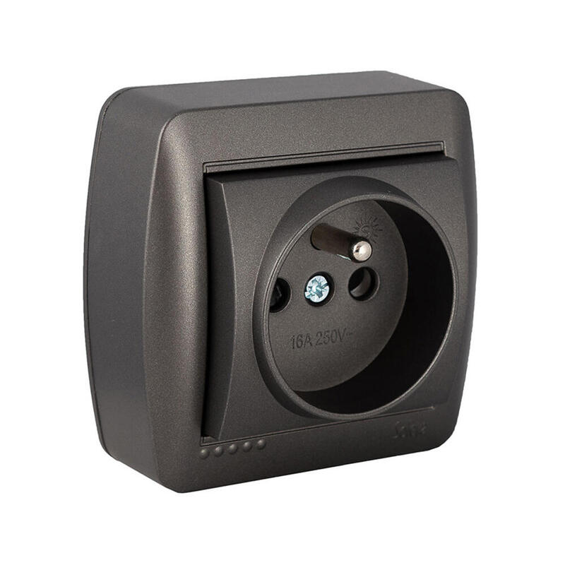 Base Fija 2p+T (Francés), 16a 250v~. De Superficie. Serie Mural