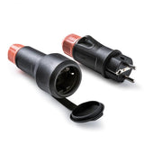 Base Móvil Con Tapa De Goma Y Clavija Schuko 2p+T 16a 250 V, Ip54, Negra, Máx. 1,5 X 2,5 Mm²