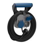 Base Múltiple 2 Tomas Schuko, Ip44, 10 M De Cable H05rr-F 4g1,5 Mm², 16a 230v~, Gris/Azul/Negro