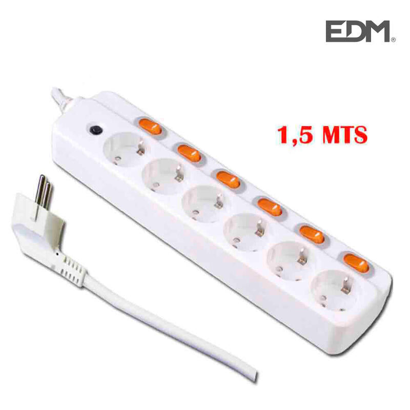 Base Multiple 6 Tomas + 6 Interruptores Edm