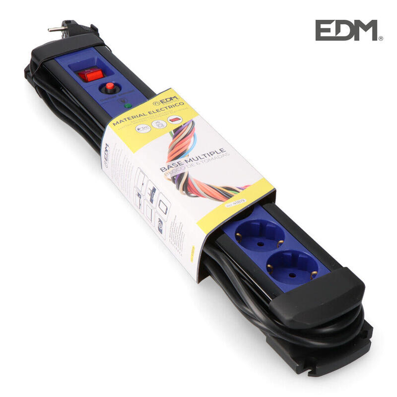 Base Multiple 6 Tomas Con Protector + Interruptor 3m Edm