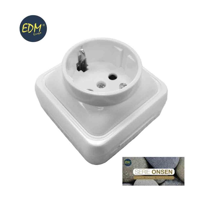 Base Schuko T/Tl Superficie "Serie Onsen" (Bolsa Blister)