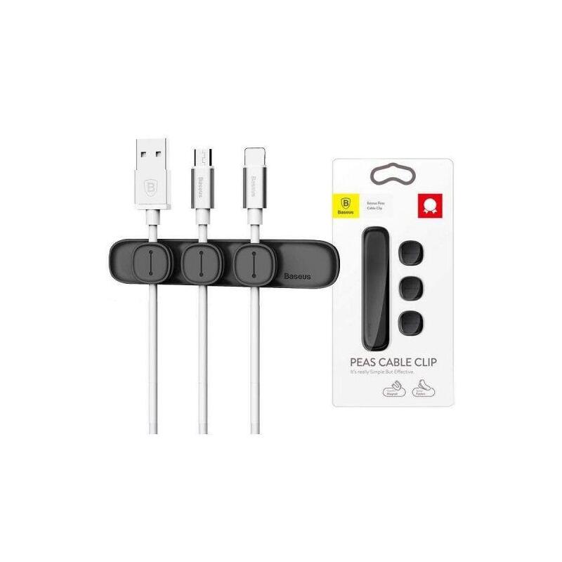 Baseus Cable Clip Peas Black (Acwdj-01)