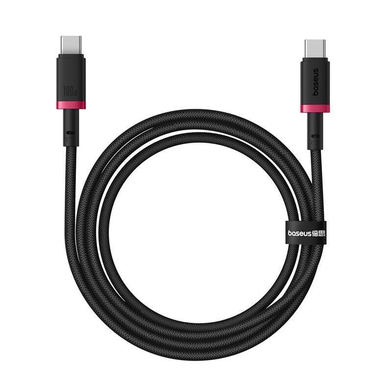 Baseus Dura Cable De Carga Rápida Tipo C A Tipo C 100 W 1 M Negro, Rojo