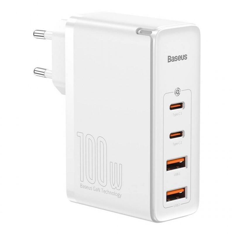 Baseus Gan2 Pro Rychlonabíjecí Adaptér 2x Type-C + 2x Usb-A 100w Bílá