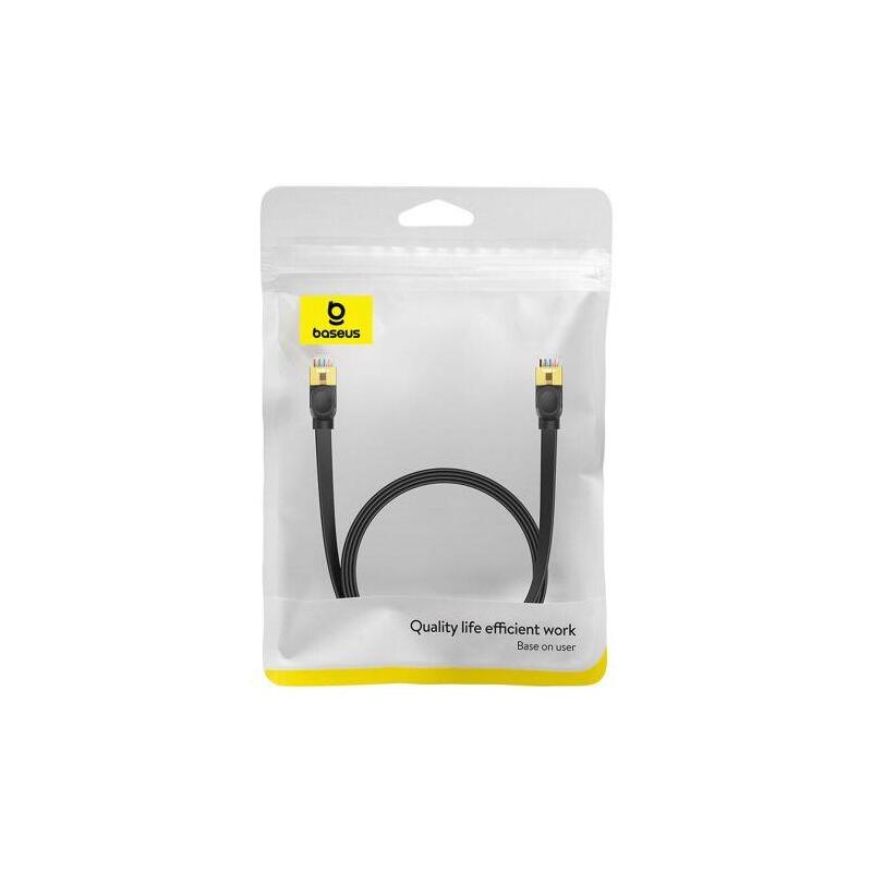 Baseus Network Cable High Speed (Cat7) Of Rj45 (Flat Cable) 10 Gbps, 2m, Black (B00133207111-02)