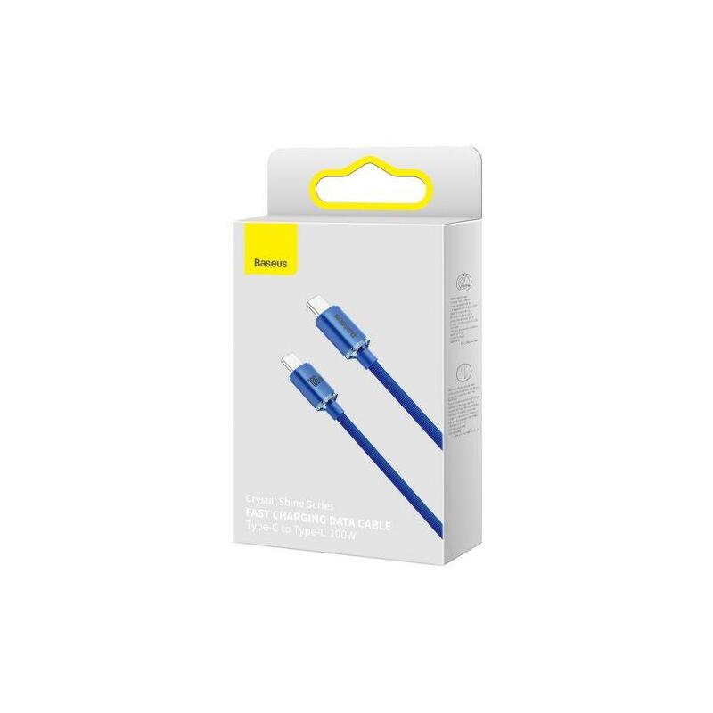 Baseus Type-C - Type-C Crystal Shine Series Fast Charging Data Cable 100w 2m Blue (Cajy000703)