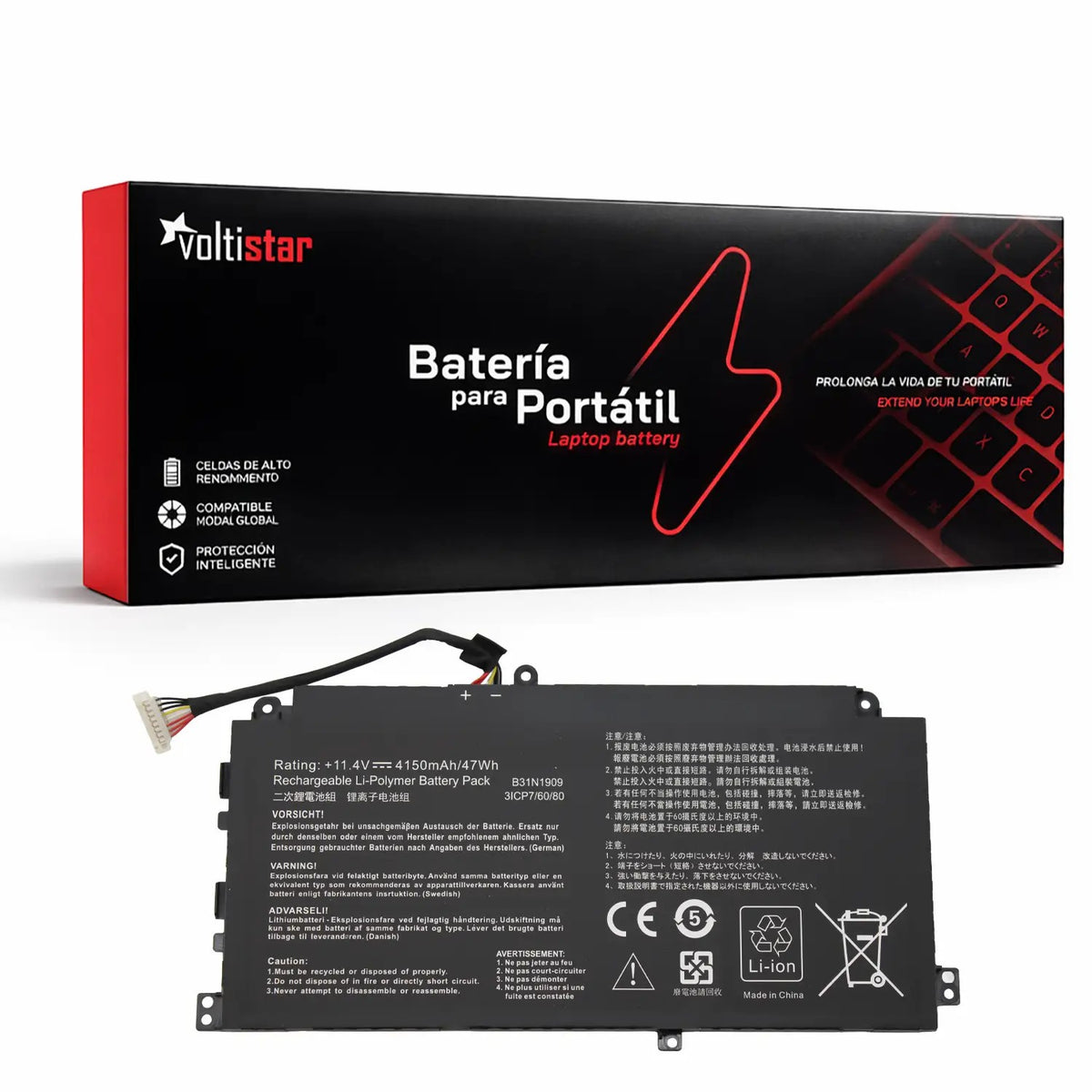 Batería Para Portátil Asus Expertbook P2 P2451 P2451Fb B2 B2402Cba | B31N1909 11.4V