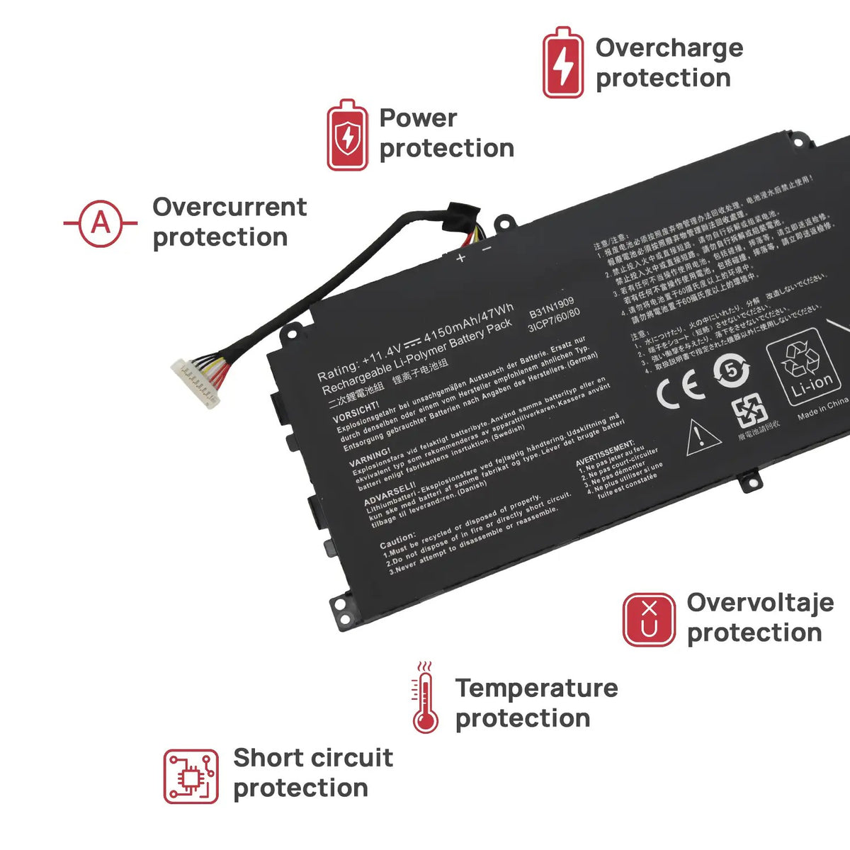 Batería Para Portátil Asus Expertbook P2 P2451 P2451Fb B2 B2402Cba | B31N1909 11.4V