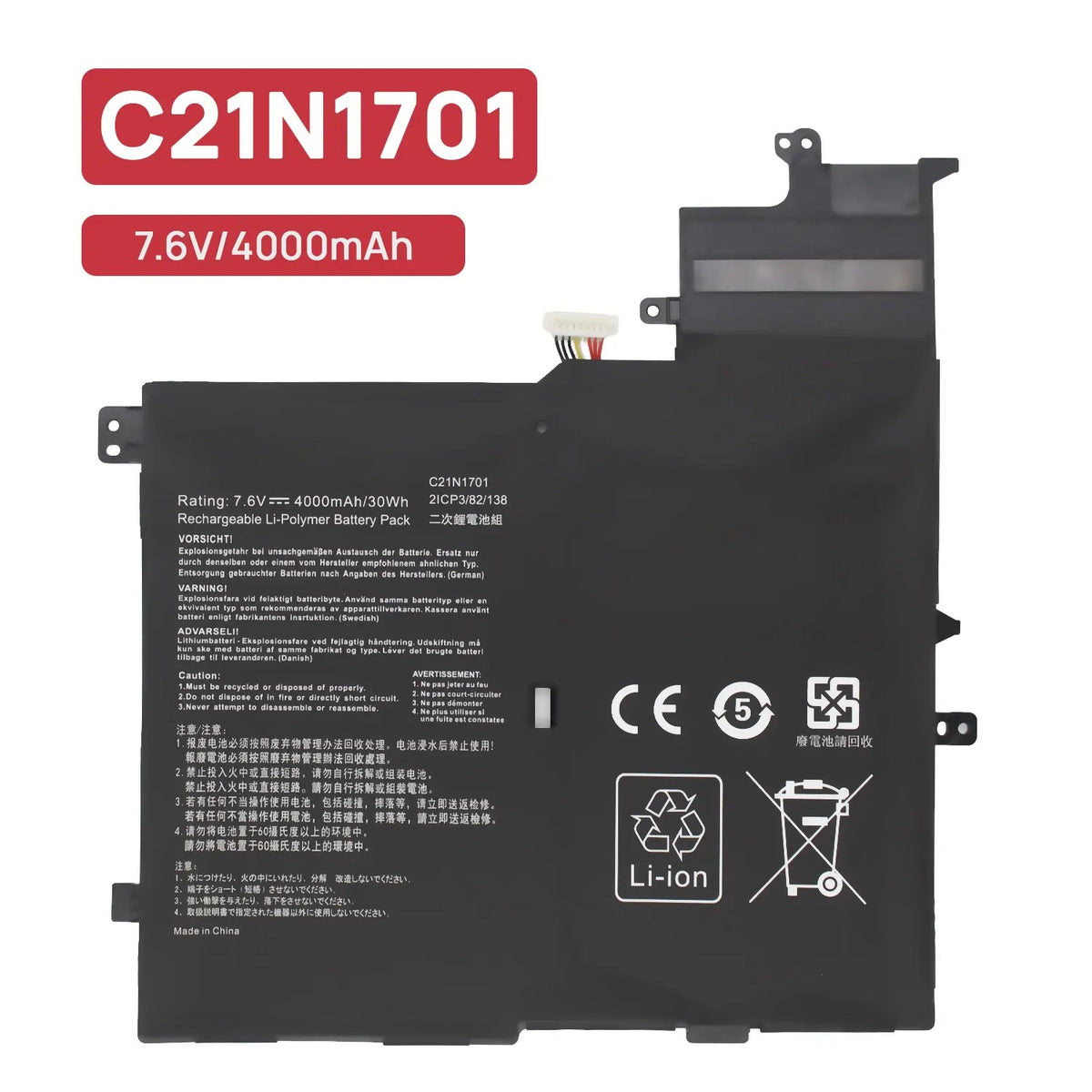 Batería Para Portátil C21N1701 Asus Vivobook S14 X406Ua Series 7.6V 4000Mah 30Wh
