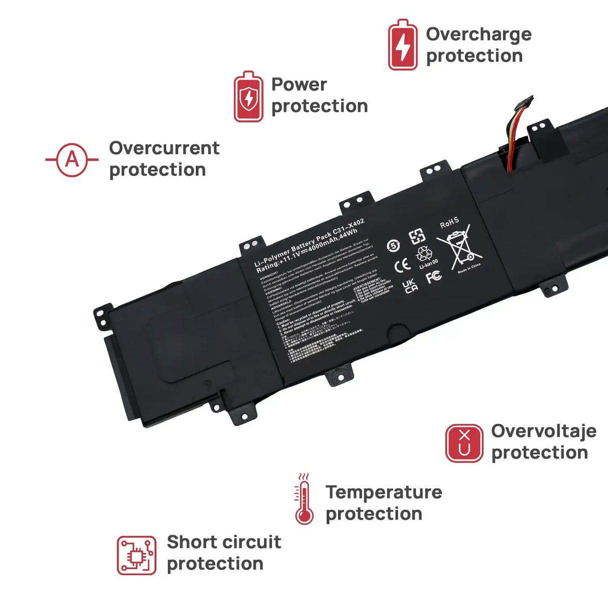Batería Para Asus Vivobook S300 S400 | C21-X402 11.1V 44Wh