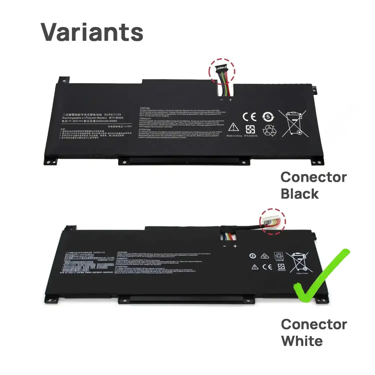 Batería Para Portátil Msi Bty-M49 39Wh 11.55V 3400Mah