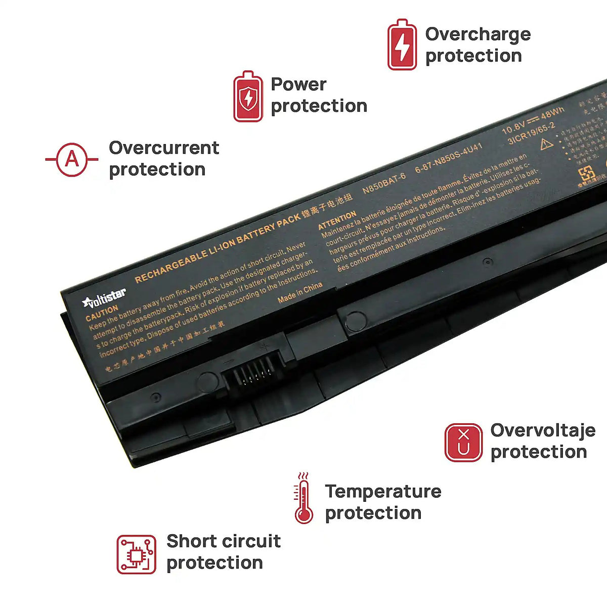 Batería Para Portátil Clevo N850 N855 N857 N870 Series | N850Bat-6 - 10.8V 48Wh