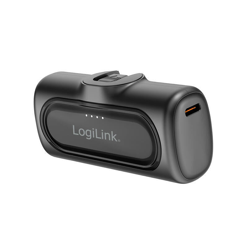 Bateria Externa Power Bank   5000 Mah, Conector Usb-C Integrado, Color Negro  Lipo Logilink
