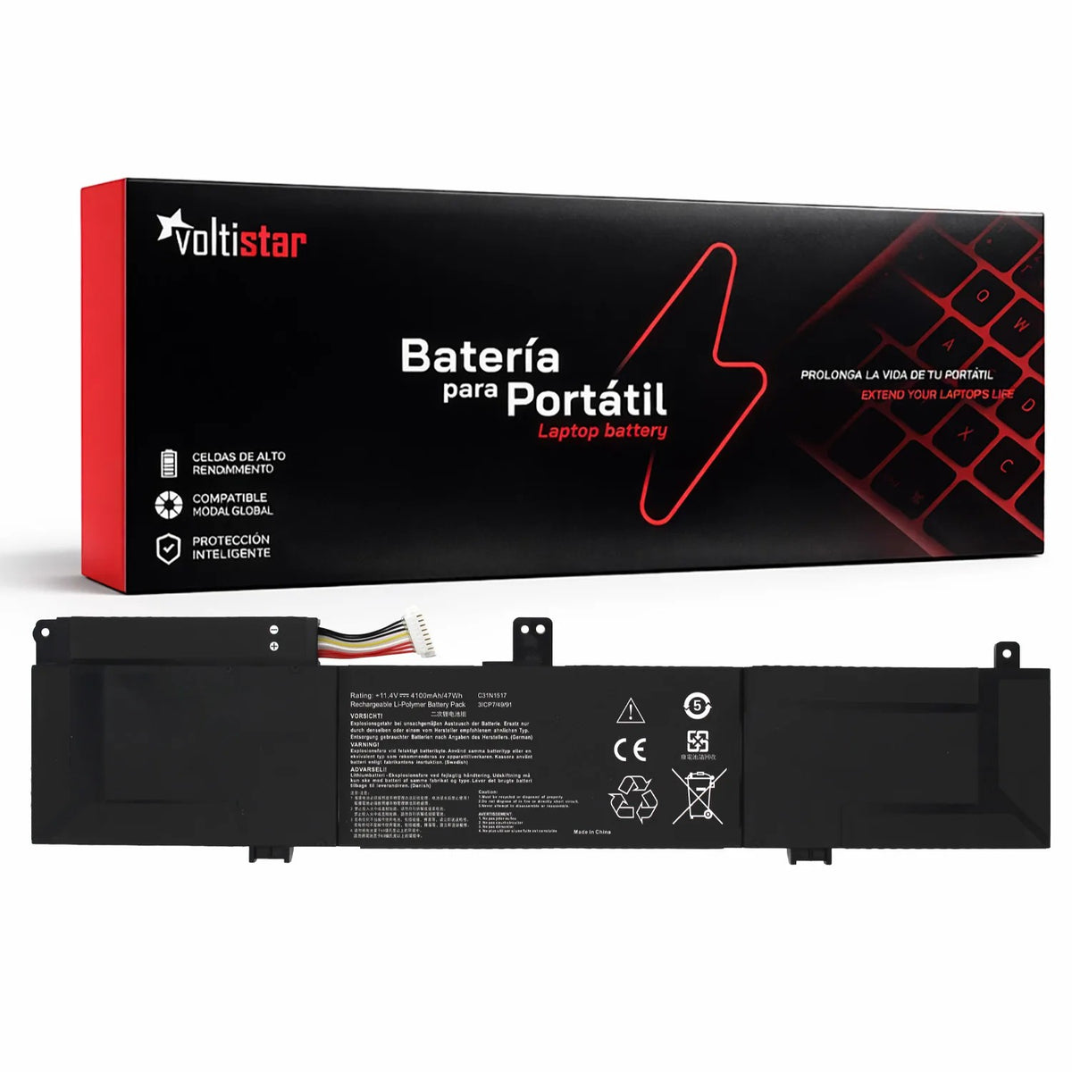 Batería Para Portátil C31N1517 Asus Vivobook Flip Tp301 Tp301U Tp301Ua Tp301Uj
