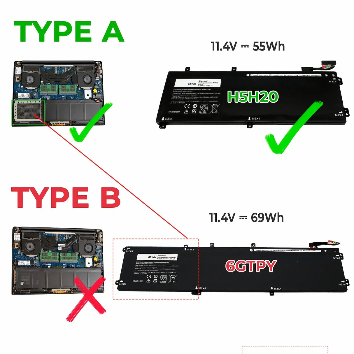 Batería Para Portátil Dell Xps 15 9550 9560 9570 7590 H5H20