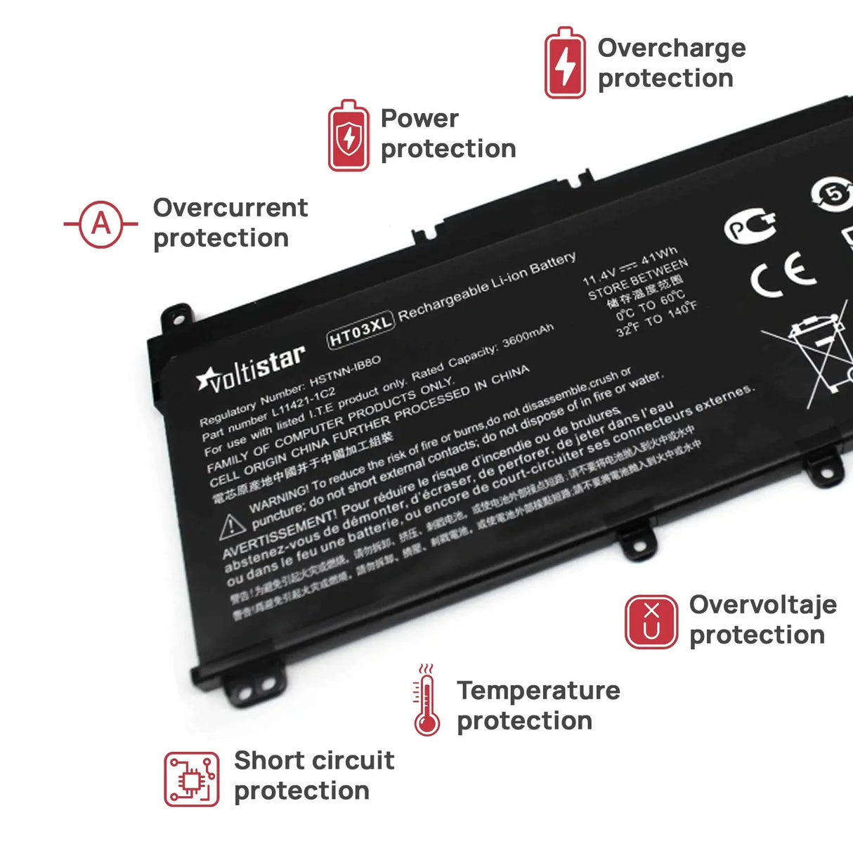 Batería Ht03Xl Hp 11.4V 3.400Mah Para Portátil