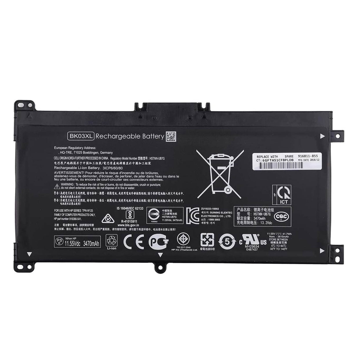 Batería Para Portátil Hp Pavilion X360 14-Ba Series Bk03Xl Hstnn-Lb7S 916811-855 916811-855
