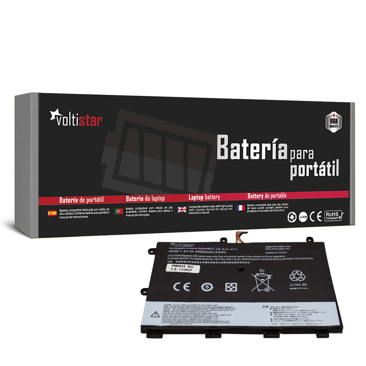Batería Para Portátil Lenovo 45N1750 45N1748 45N1749 45N1751 7,4V 4300Mah