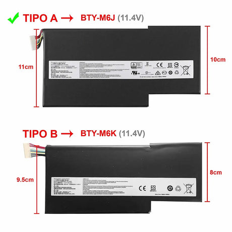 Batería Para Portátil Msi Gs63 Gs63Vr Gs73 Gs73Vr Ms-16 Bty-M6J