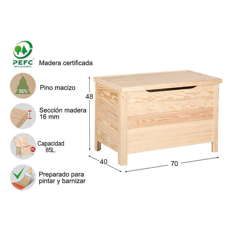 Baul De Pino 70x48x40cm Astigarraga